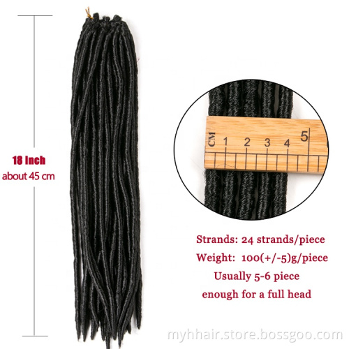 Pure Color 18 Inch Braids Straight Locs 24 Strands/Piece Crochet Braids Hair Extension Synthetic Hair Dreadlocks Braids